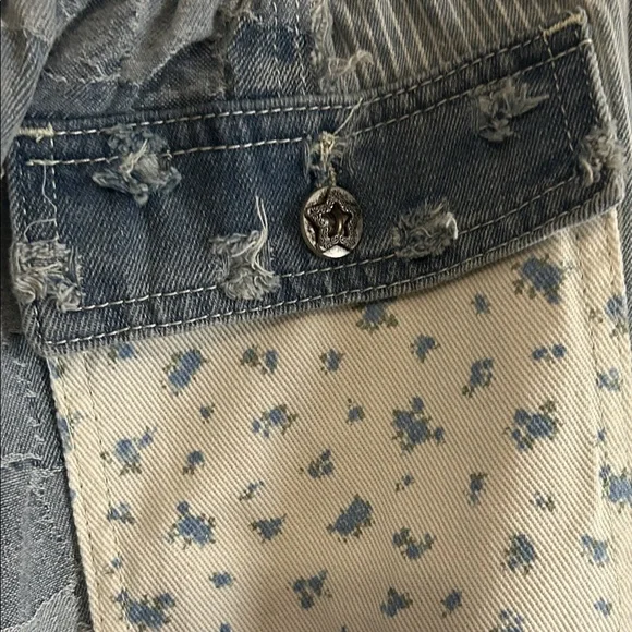 POL Patchwork Maxi Skirt in Blue and Cream - Picture 10 of 11